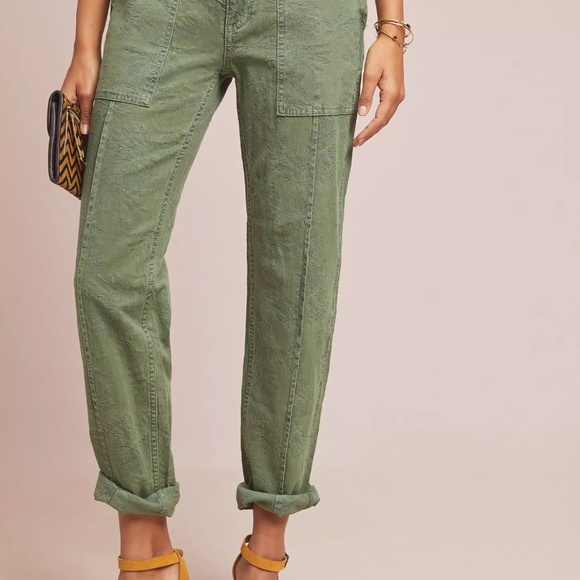 Anthropologie Green Cropped Pants - Picture 9 of 12